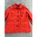 Talbots Women's Orange Utility Jacket Size L Button Front Long Sleeve Pockets Photo 9