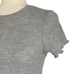 ASOS Gray Waffle Knit Lettuce Hem Crop Top T Shirt Size 4 Casual Loungewear Photo 2