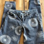 Roxy  Women’s Blue Denim Jeans Floral Print Mid Rise Straight Leg size 0/24 Photo 0