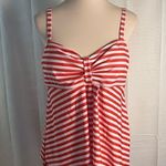 Red and White Striped Swim 2 Piece with Ruched Detail Size XL Photo 6