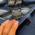 Trendy Dark Blue Flare Jeans with Ripped Knees Size M Photo 4