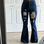 Flare Leg Ripped Jeans Blue Size M Photo 0