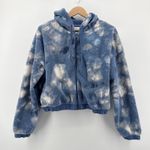 Aerie OFFLINE Blue Tie Dye Sherpa Fleece Full Zip Hoodie Jacket Cropped Large Photo 2
