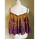 Free People  m Floral Crop Top Purple Orange Yellow boho whimsi flowy y2k fairy Photo 2