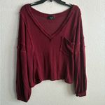 VICI Burgundy Capitol Reef V-Neck Sweatshirt Top S Photo 4