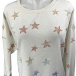 Z Supply White Star Print Long Sleeve Crew Neck Crop Sweatshirt Sweater Top Sz M Photo 2