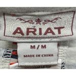 Ariat Women's M White Black Striped Long Sleeve V-Neck T-Shirt Crochet Accent Photo 1