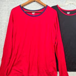 Lands' End  Womens Long Sleeve T-Shirts Combo Pack Red & Black Size L Cotton Blend Photo 0