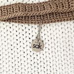 The Sak Classic Crochet Beige Khaki Tan Long Handle Medium Shoulder Bag Zip Photo 2
