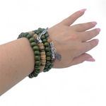 Handmade wooden beads stretch bracelets Set of 5, NEW! Photo 0