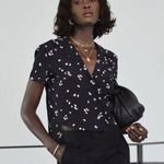 Thakoon Shirt Button Down Cropped Short Sleeve BP Black Daisy Blouse Casual Photo 1