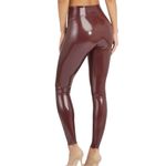 Spanx  Faux Patent Leather Leggings Large Burgundy‎ Ruby Photo 2