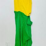 ROSIE ASSOULIN Women's Yellow Green Wrap Sarong Scoop Neck Beach Dress Size 6 Photo 2