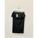 ZARA  High Waisted Ruffle Peplum Straight Pencil Midi Skirt Black Women's Size S Photo 2