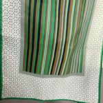 Vintage Striped Scarf‎ Green Tan White Dots Long 10" x 47" Retro Professional Photo 5