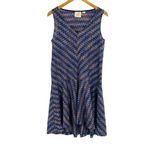 Maeve Anthropologie  Drop Waist Zig Zag Swing‎ Dress Size S Dark Blue Multicolor Photo 5