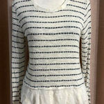 Lily White  Striped Ruffle Hem Top - Black and White Photo 0