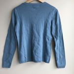 Loft  Ann Taylor‎ Long Sleeves Crew Neck Sweater Blue Button Shoulder Womens Sz S Photo 4