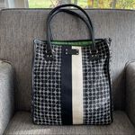 Kate Spade Classic Noel Daisy Shopper Tote Bag Jacquard Black Cream Patent Trim Photo 0