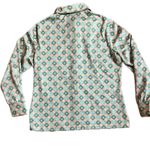 Susan Scott Vintage Geometric Print Button Down Shirt Top Green Gold Size 16 Size M Photo 1