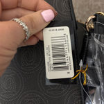 Bebe NWT  Black Tote with Pink Stripes with Matching Wristlet Pouch 16 W x 13 H Photo 9