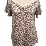 Acting Pro  White Pink Yellow Green Floral Ruffle Sleeve Top Photo 0