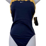 Nike Women's Navy/Yellow NWT
One-Piece Swimsuit Racerback Photo 0