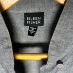 Eileen Fisher  Charcoal Linen Blend Band Collar Button Up Blouse | S Photo 2