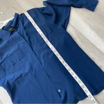 Classiques Silk Shirt button up pleat back womens Navy Blue (small) vintage chic Photo 4