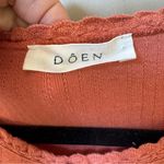 Doen Annie tie neck pointelle long sleeve tee top Bruschetta (terracota) sz XL Orange Photo 6