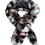 Ann Taylor Factory Faux Fur Trimmed Black Velour Scarf Wrap Photo 0