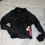 Good American  Windbreaker Jacket Moto Sz 2 Black Cinched‎ Waist Photo 0