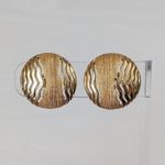 Trifari Vintage Clip On Earrings Gold Tone Circle with Wavy & Line Design Large Photo 0
