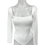 Aritzia Babaton Women's White Long Sleeve Square Neck Thong Bodysuit Top Size S Photo 0