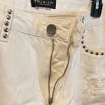 Twin Set women's size 28 mid seamed side stud embellished ripped boyfriend jeans White Photo 2