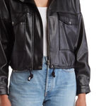 Industry Republic Clothing Black Faux Leather Crop Jacket Size L Photo 0