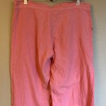 Johnny Was Size MEDIUM Coral Pink Linen Wide Leg Button-Front Pants Photo 8