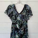 Connected Apparel Women’s 12 Black Floral Ruffle Dress Photo 0