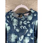 LuLaRoe Womens Tops Size L Floral Print Ruffle Mock Neck Blouson Long Sleeve Photo 2