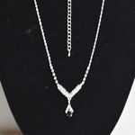 Source Unknown Glamorous Bride/Bridesmaid Drop Black Pendant Clear Rhinestone Link Y2K Necklace Photo 1