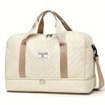 Large Quilted Travel Bag Tan Photo 0