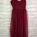 Lulus Convincingly Graceful Wine Red Tulle Sleeveless Maxi Dress Size Medium Photo 3