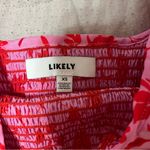 Likely  Athena Pink and Red Floral Ruffle Smocked Top / Blouse Photo 3