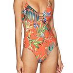 Lucky Brand Orange Tropical Paradise One Piece Swimsuit Size M Photo 0