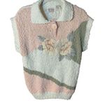 Palm Springs Yacht Club Pink Cream Textured Floral Knit Sweater Sz S Vintage Photo 0