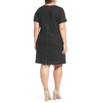 Two by Vince Camuto | XL | Black Wash Stretch Denim Released Hem Shift Dress Photo 2