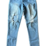 B.O.B Straight leg skinny denim light wash distressed jeans Women's Size 5/6 Blue Photo 0