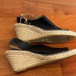 Maypol Anthropologie  black Leather Cross Band Espadrilles Wedge Sandals 40/9 Photo 5
