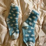 Knitted Warm Sky Blue Polka Dot Ankle Socks Photo 1