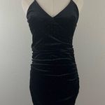 Forever 21 Black Velvet Ruched V Neck Rainbow Studs Fitted Night Out Mini Dress Photo 1